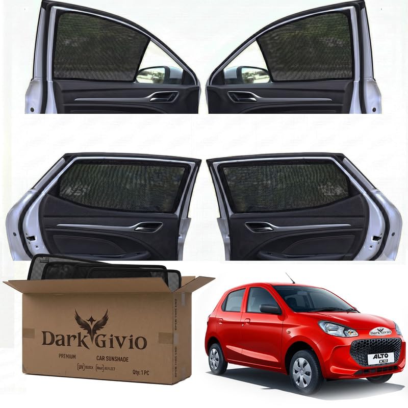 Image of Car Window Sun Shade Protector for Alto K 10 (T 3) (2022) | Exact Fit Non-Magnetic Half Cut Sunshade (Set of 4 /6) | UV Blocker Side Window Car Curtains & Interior Accessory