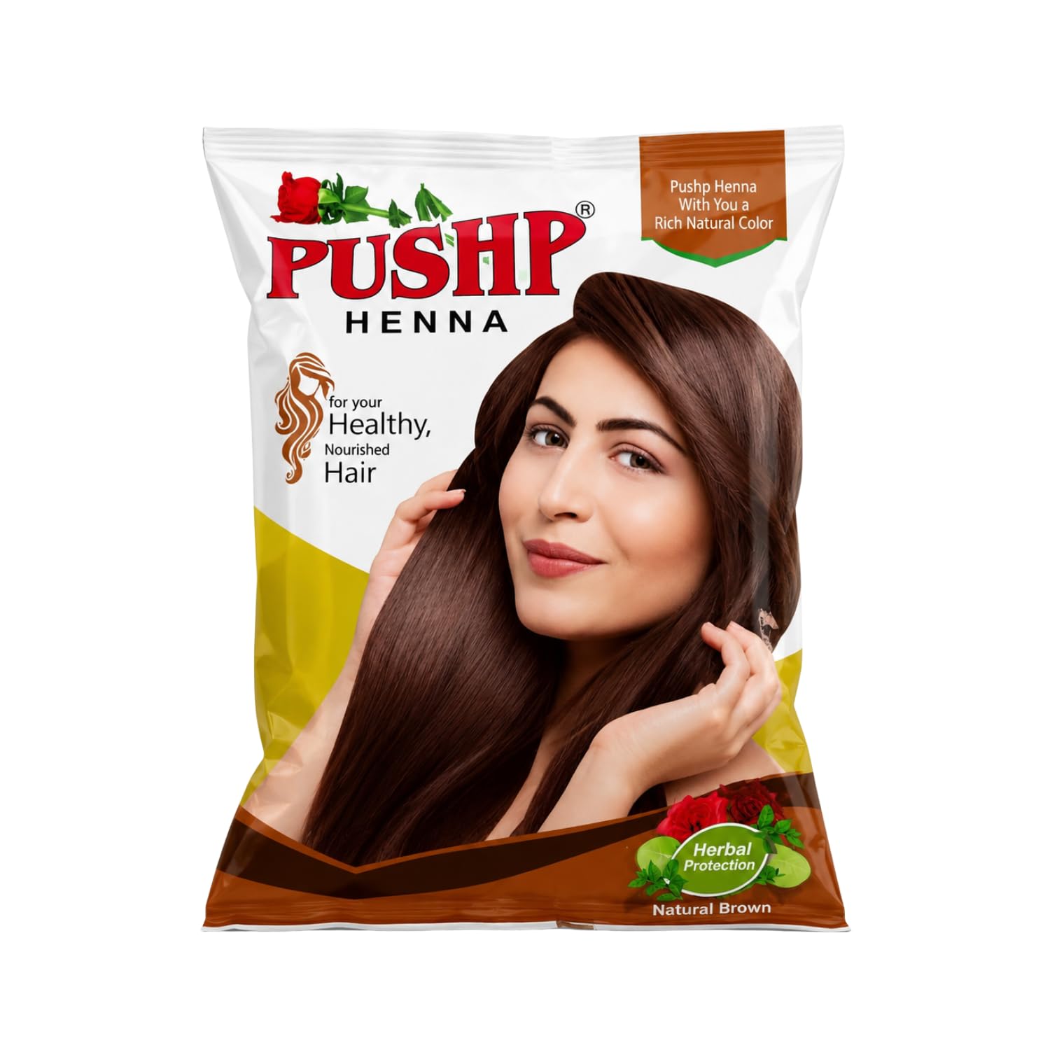 Pushpa Henna Mehandi Herbal Brown Hair Color | Natural Brown Henna Dye Powder | Herbal Colour for Grey Hair | Long Lasting Coverage | Ammonia Free Formula | Mfg. Lic. No. RAJ/COS/2588-C | Pack of 1 (20x15gm)-picture-11