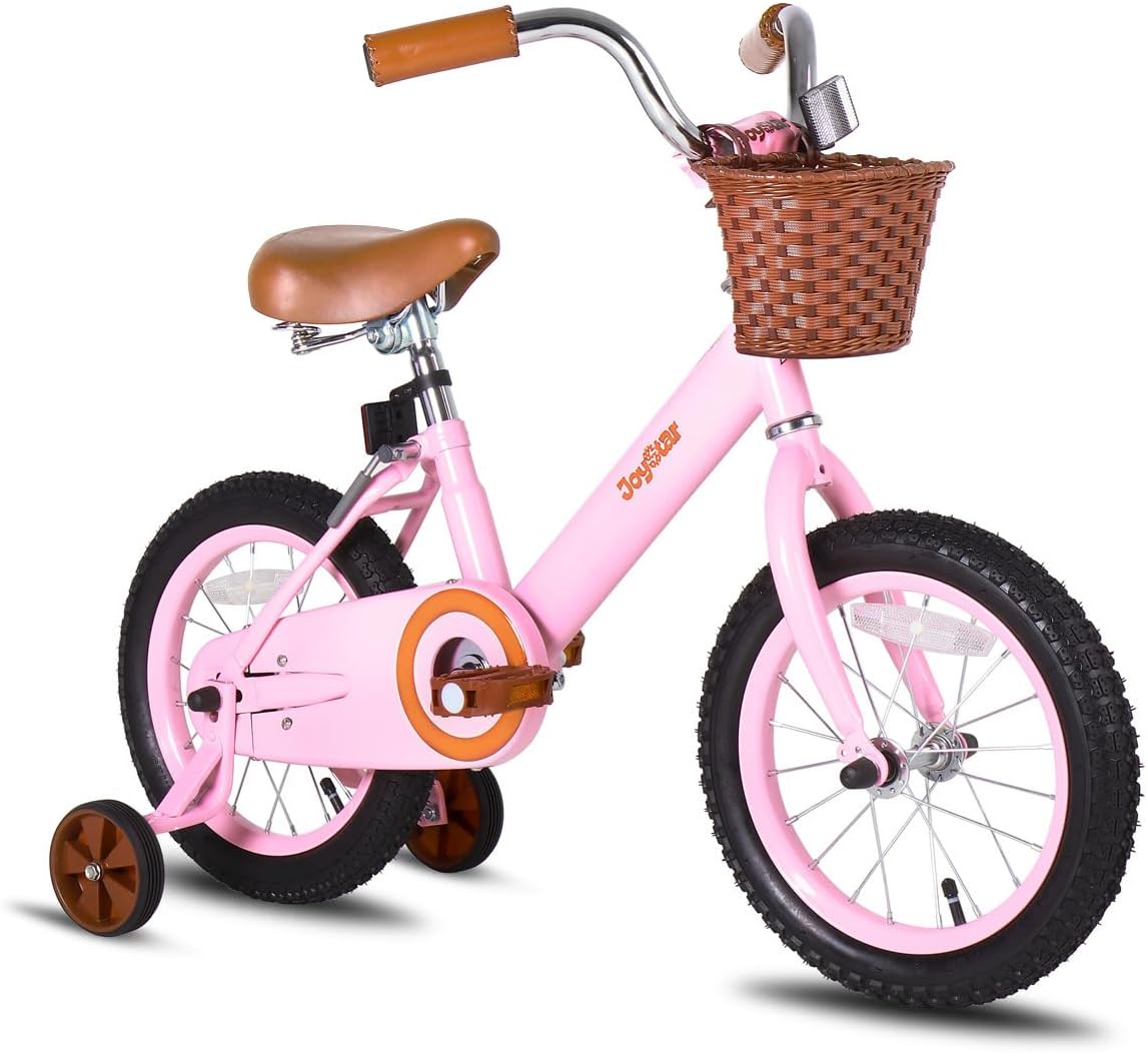 JOYSTAR Vintage Kids Bike with Training Wheels & Basket, 12 14 16 Inch Girls Bike for 2-7 Years Old, Toddler Bikes, Multiple Colors