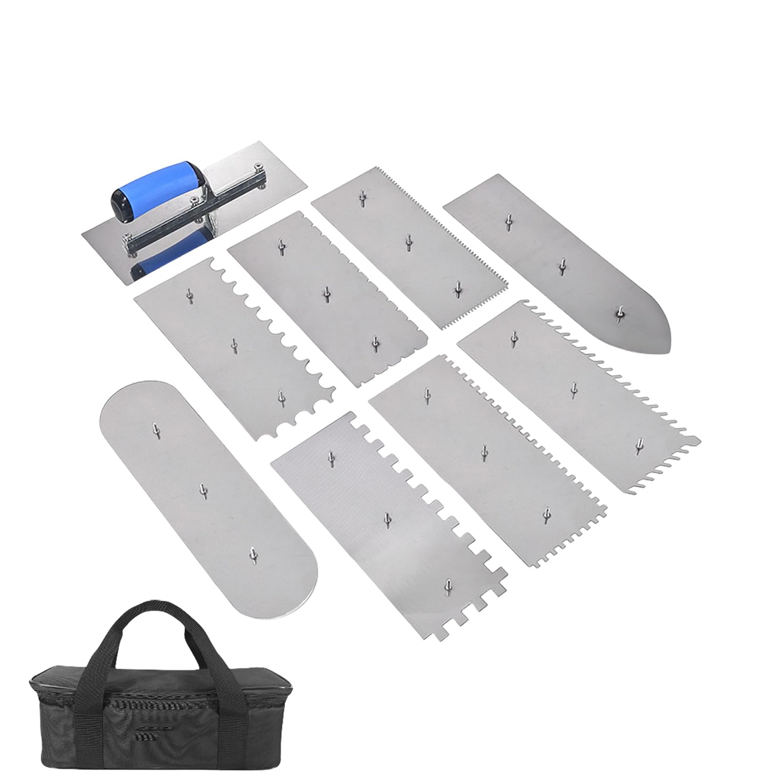 9Pcs Interchangeable Plastering Trowel Plaster Finishing Wall Flooring Plaster Trowel Bricklayer Construction Tool Heavy Duty Stainless Steel