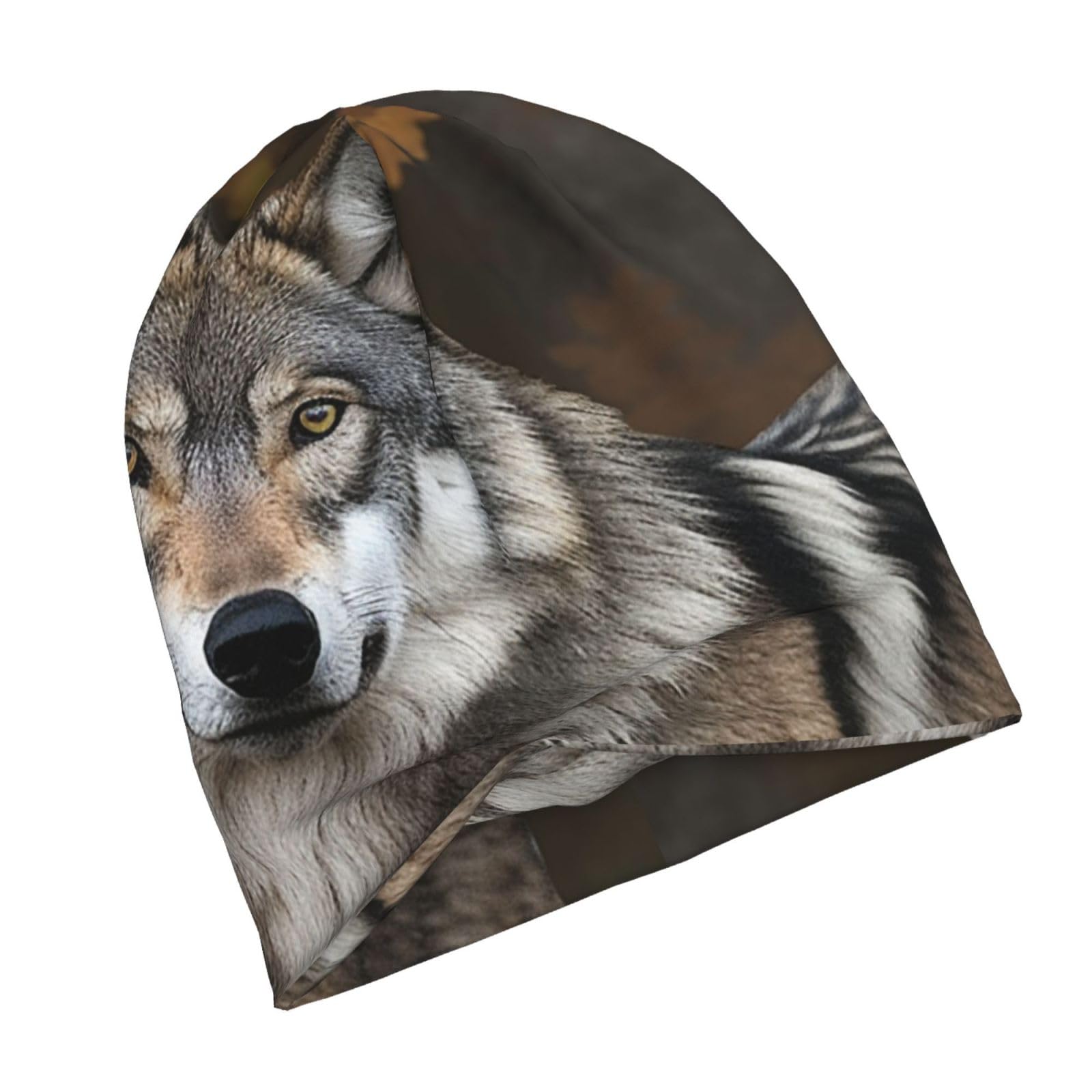 Fjwslch Unisex Black Wild Wild Gray Wolf Beanie Hat For Women Knit Hat Warm Winter Hats For Men Beanies Skull Cap Slouchy Pullover Hat, One Size