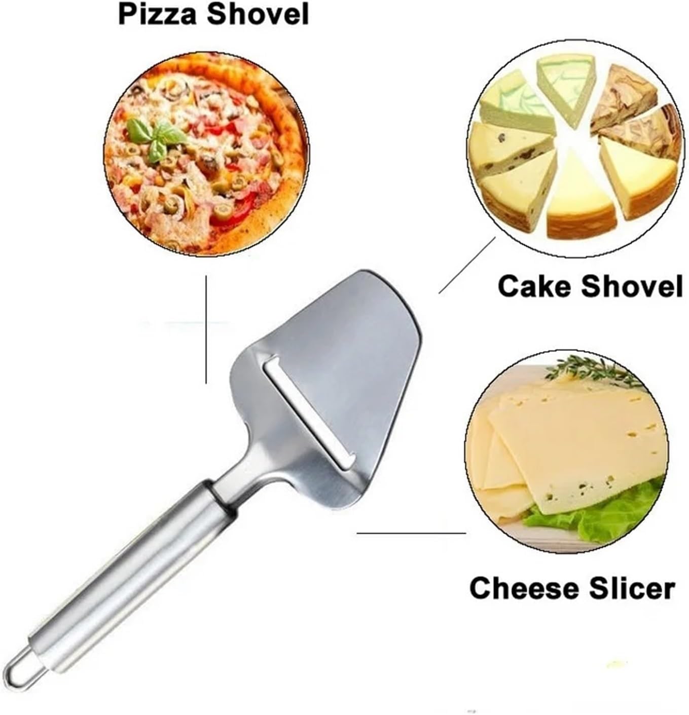 Silver Stainless Steel Cheese Peeler & Slicer – Butter Cutting Knife – Multi-Function Kitchen Tool fit for Cheese, Butter, Vegetables – Heavy Duty Cutter & Spreader(1pc with hole)