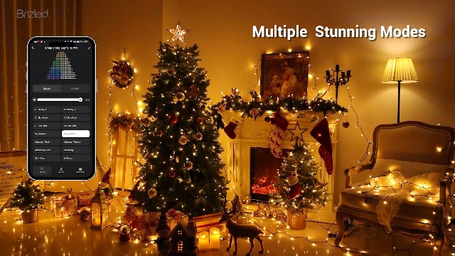 Image of Brizled Smart Christmas Lights, 98.4ft 300 LED Color Changing Christmas Tree Lights with APP /Voice Control, Warm White & Multicolor Xmas String Light Music Xmas Fairy Light for Indoor Outdoor Home