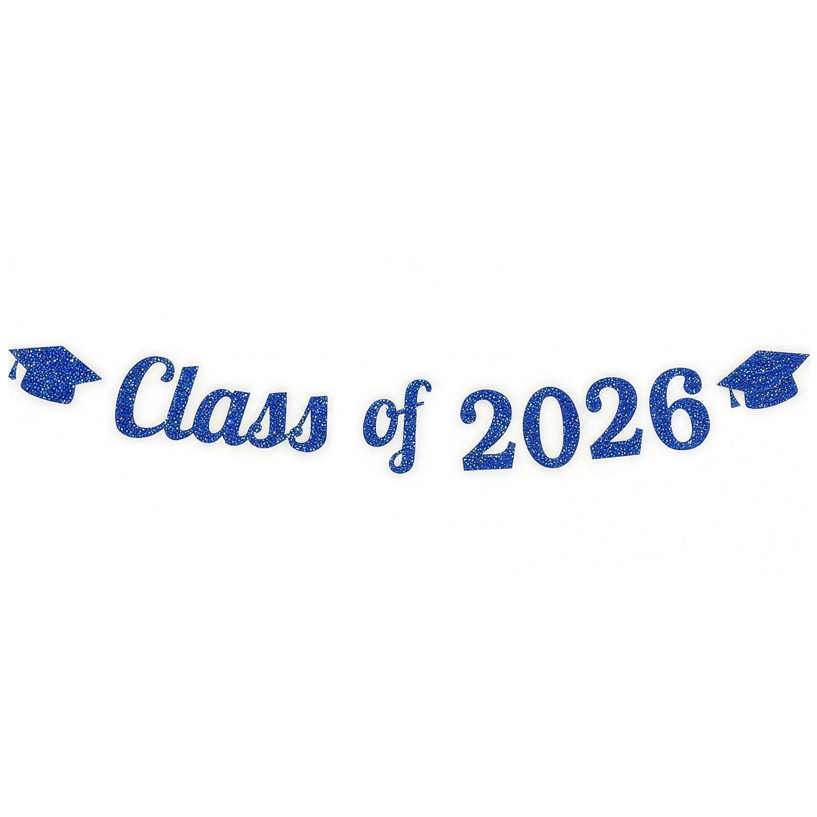 Class of 2026 Banner for Prom, Blue Glittery Graduation Bunting Decorations, Congratulations Banner for 2026 Senior High School College Leavers Party Supplies Classroom Decoration