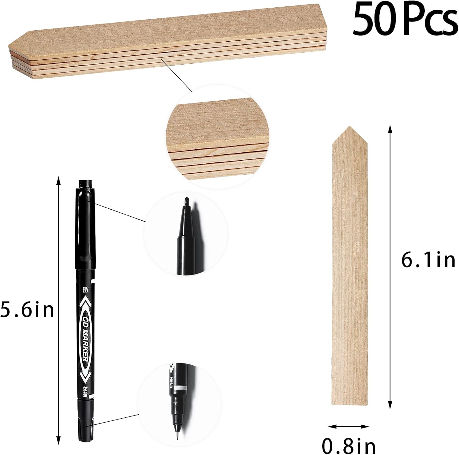 50Pcs Plant Labels Wooden Plant Tags Waterproof Garden Markers Plant Markers Garden Labels Sticks Eco-Friendly Wooden Plant Sign Stakes Sticks for Seed Pot Herbs Flowers Vegetables, 6” * 0.78” : Patio, Lawn & Garden