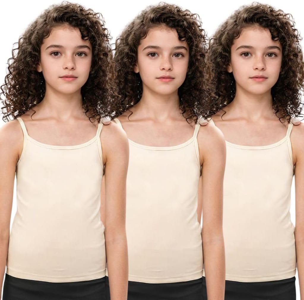 Adira | Cotton Camisole for Beginners | Beginners Cami for Puberty | Flat Padding for Nipple Coverage | Confidence for School & Home | Soft Stretchy Cotton | Pack of 3