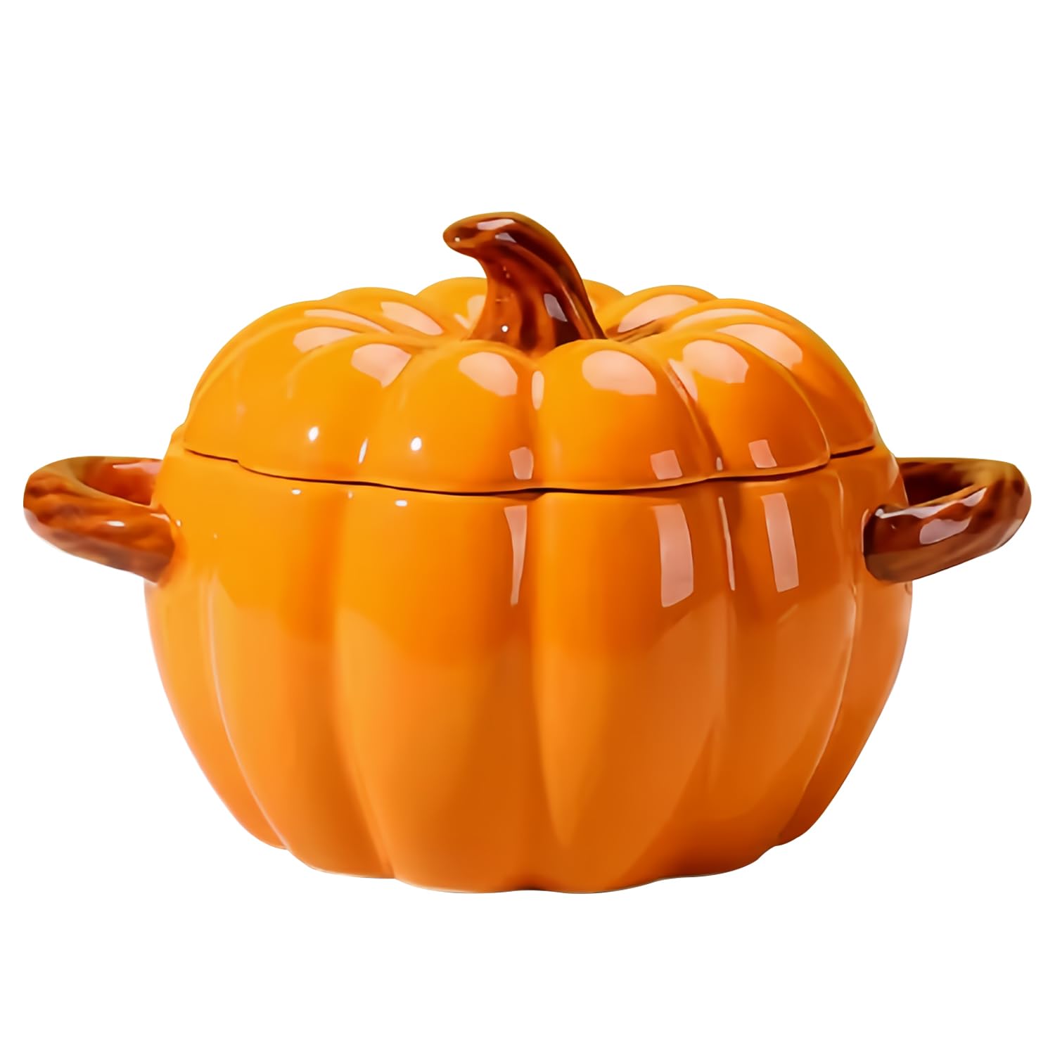 Bol à soupe citrouille avec couvercle, 1800 ml, grand bol à soupe pour micro-ondes, décoration d'Halloween (orange)