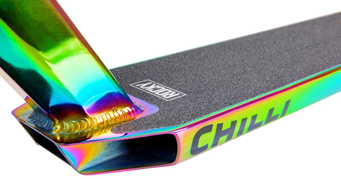 Chilli Pro Scooter Stunt Scooter H = 82 cm Trick Tret Roller + Fantic26 Sticker (Rocky Rainbow Neochrome)