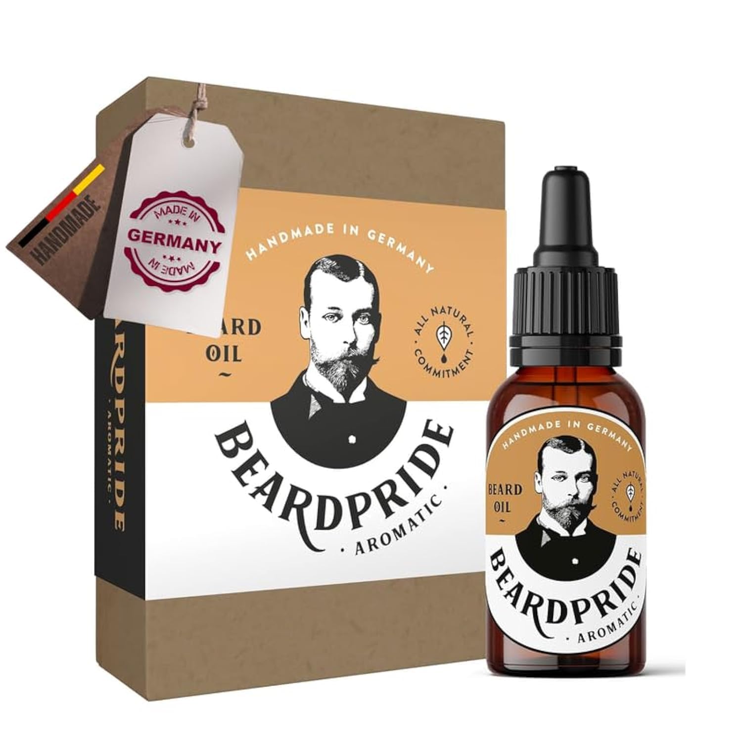 Beardpride® Premium Bartöl | Für Bartpflege und Hautpflege | Unterstützt deinen Bart beim Wachstum | Für einen spürbar weicheren und glatteren Bart | Handgefertigt aus 100% kaltgepressten Bio Ölen