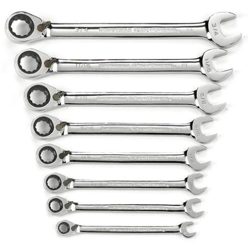 GEARWRENCH Kit com 8 Chaves Combinadas Reversíveis com Catraca SAE 72 dentes e Suporte 9533