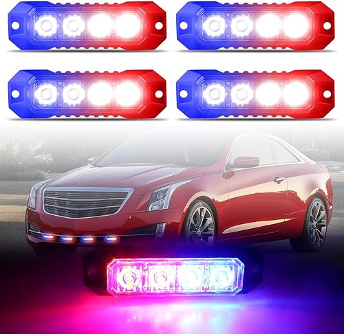 Raryloy 4 luces LED estroboscópicas de montaje en superficie para camiones, vehículos, mini parrilla, luz intermitente, cabeza de emergencia,