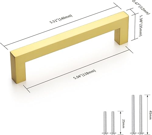 Miniatura 10 de Probrico - Tiradores cuadrados de acero inoxidable para puerta de armario o cajón, color negro, 0.5pulgadas de ancho, Negro
