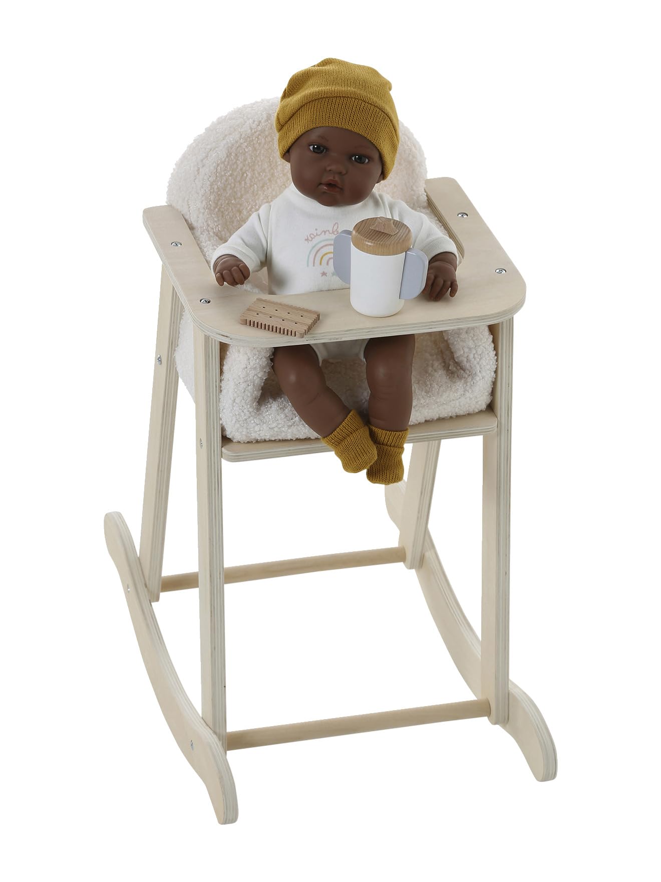 VERTBAUDET Chaise Haute à Bascule pour Poupon en Bois FSC® et Sherpa Dès 3 Ans