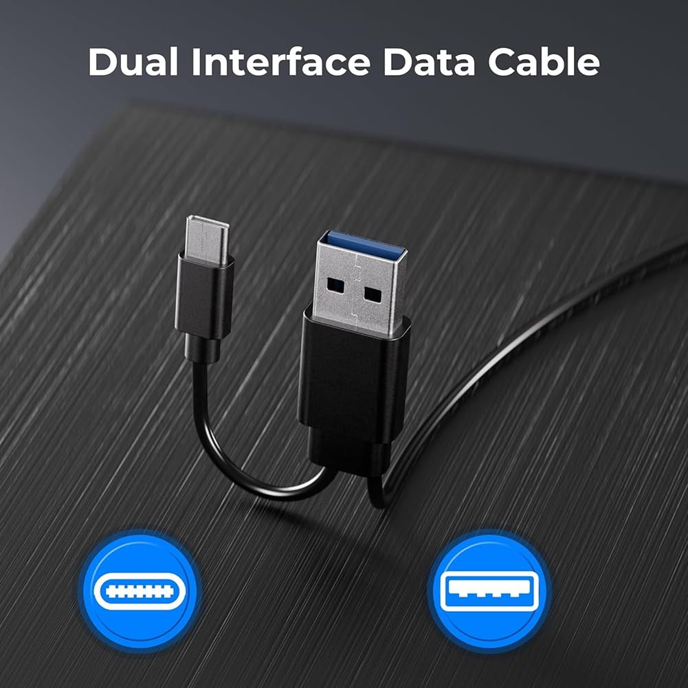 Graveur Blu-Ray Double Interface, Finition Brossée, USB 3.0, Lecteur Optique Externe, Graveur DVD/CD, Lecteur DVD Externe pour Ordinateur Portable