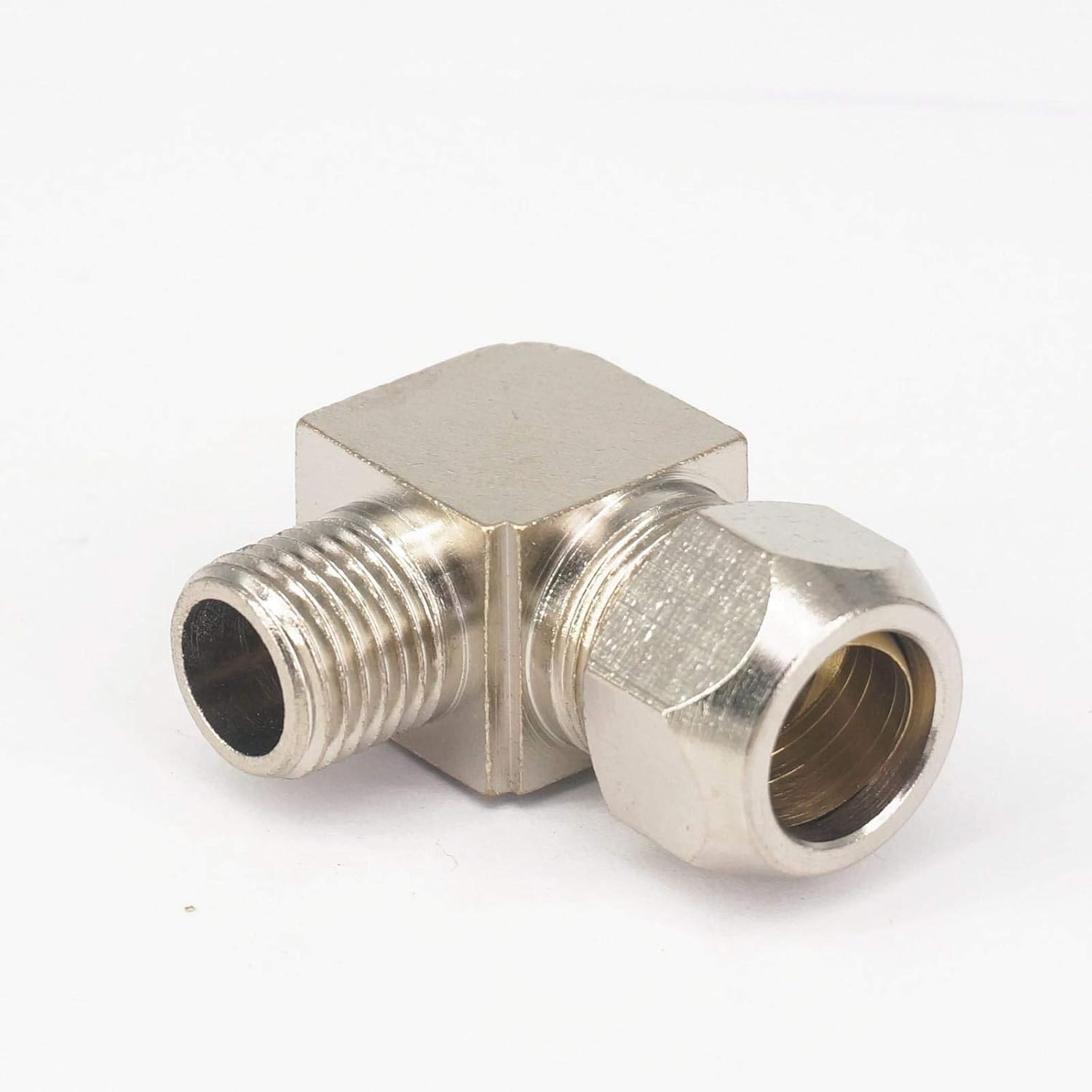 ホースマンプラスネットショップ / PT接続ねじ込み式 2086 オス90° エルボ 2086-25 1/4インチオスフィット12mmODチューブエルボニッケルメッキ真鍮圧縮ユニオンフィッティング2個