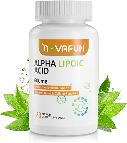 Cápsulas de ácido alfa lipoico de 600 mg, suplemento de ALA para la salud nerviosa, apoyo antioxidante y energía celular, 60 unidades, sin OMG, sin