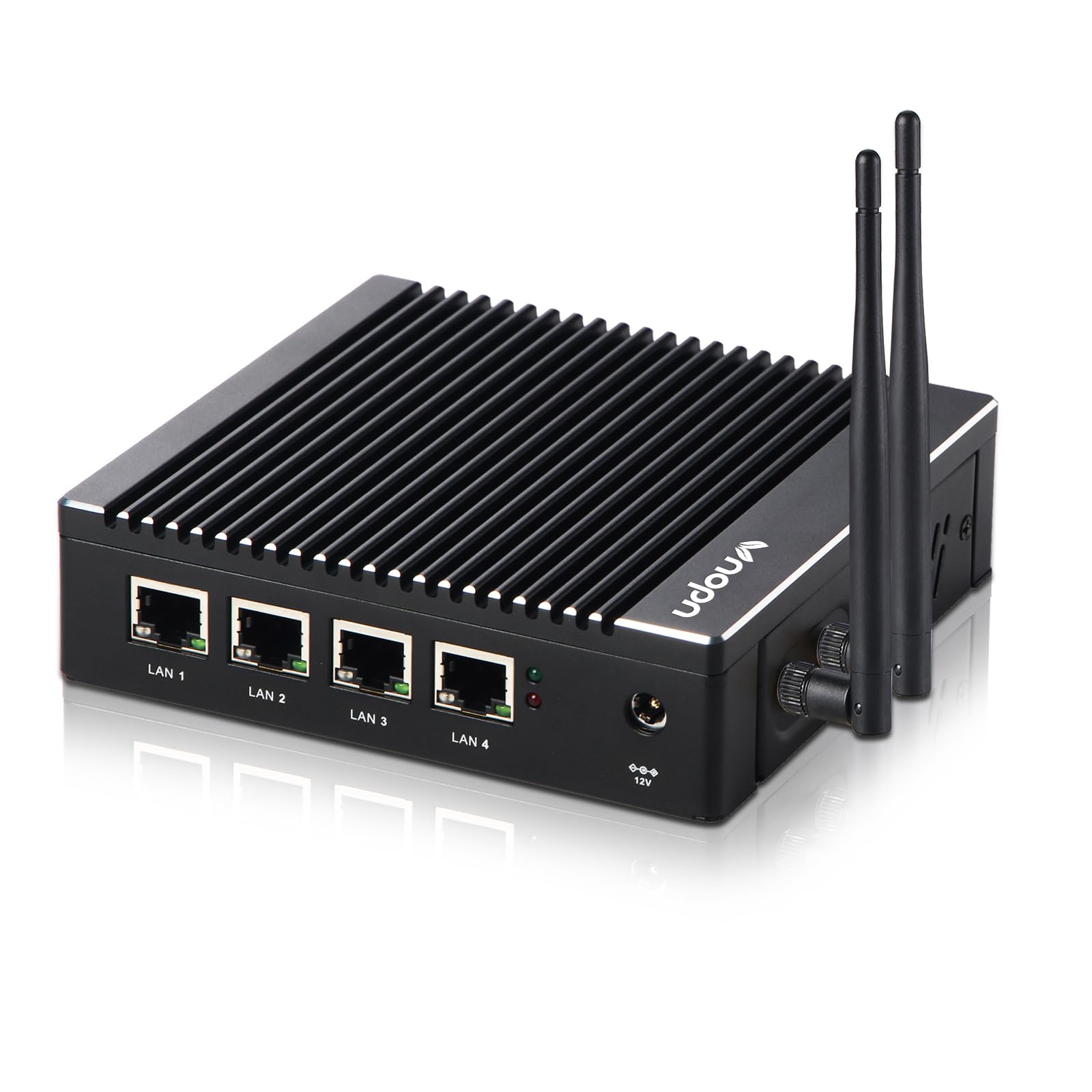VNOPN Fanless Firewall Appliance Intel J3710 4C/4T, Firewall Mini PC 4 x Intel i226 LAN Ports DDR3 mSATA SSD, Network Gateway Soft Router, Support P-F-Sense AES NI HD/VGA/Wi-Fi (): 8G 128G