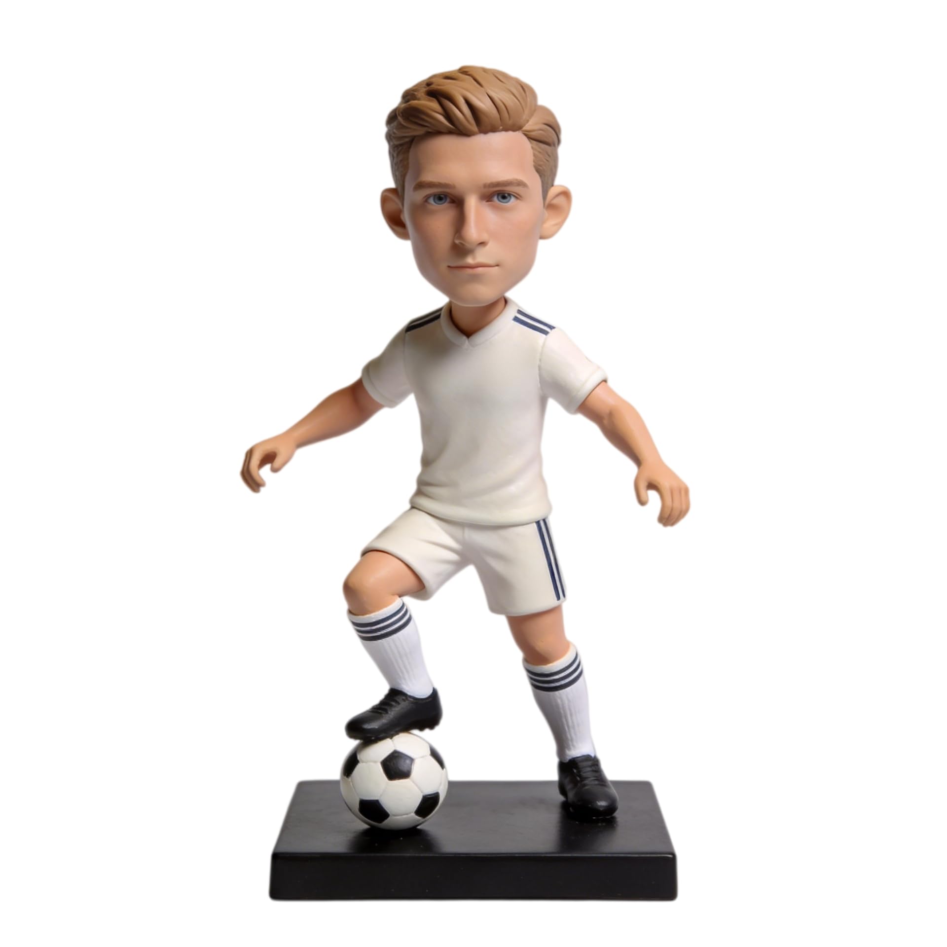 Individuelle Fußballspieler-Wackelkopf, personalisierte 3D-Figur aus Foto, handgefertigte Polymer-Ton-Ganzkörperstatue, Fußball-Athleten-Puppe für Geburtstag, Schreibtisch, Dekoration