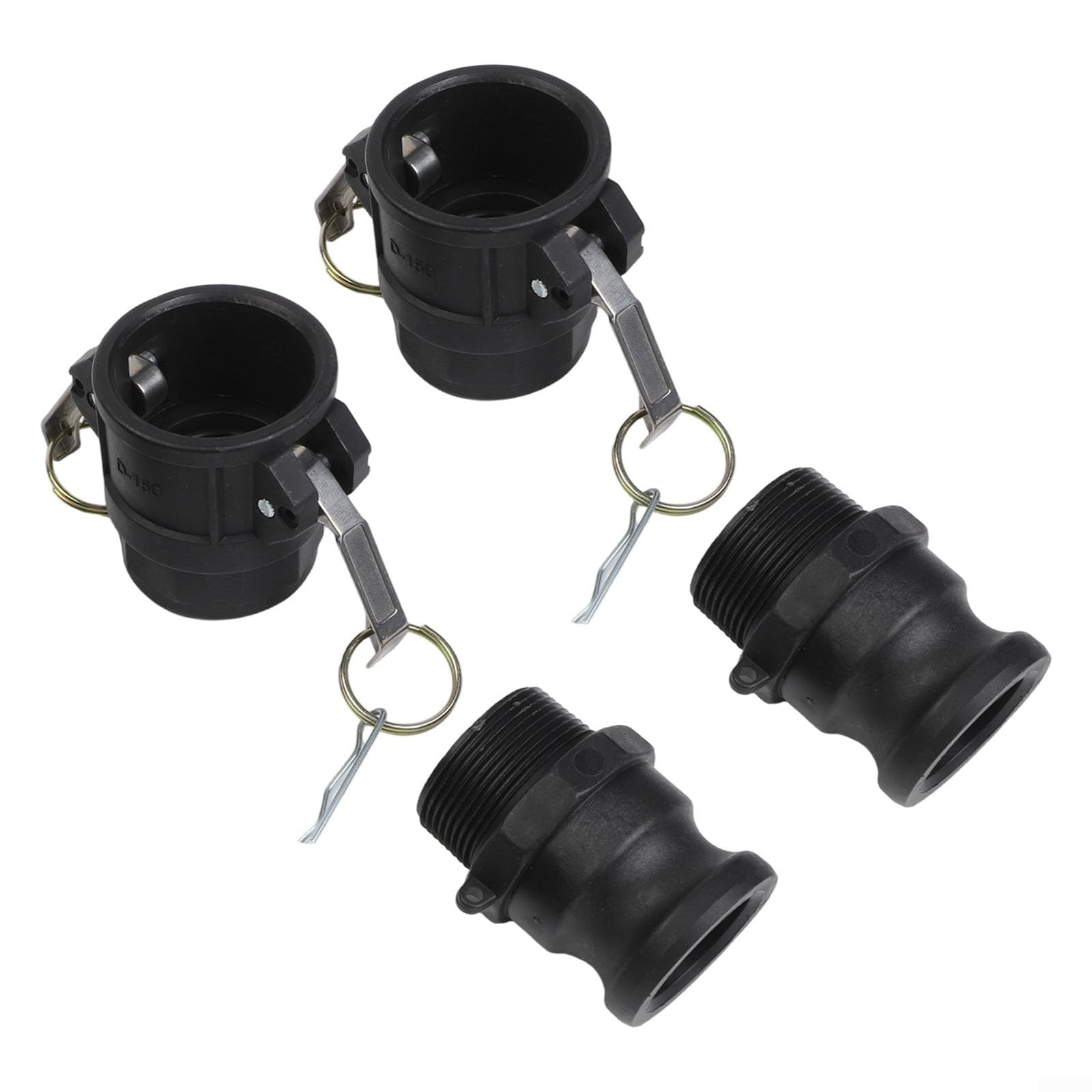 Kit de montaje Camlock de polipropileno que incluye acoplamientos tipo D y tipo F para montaje de manguera estándar en fabricación (1.5 pulgadas)