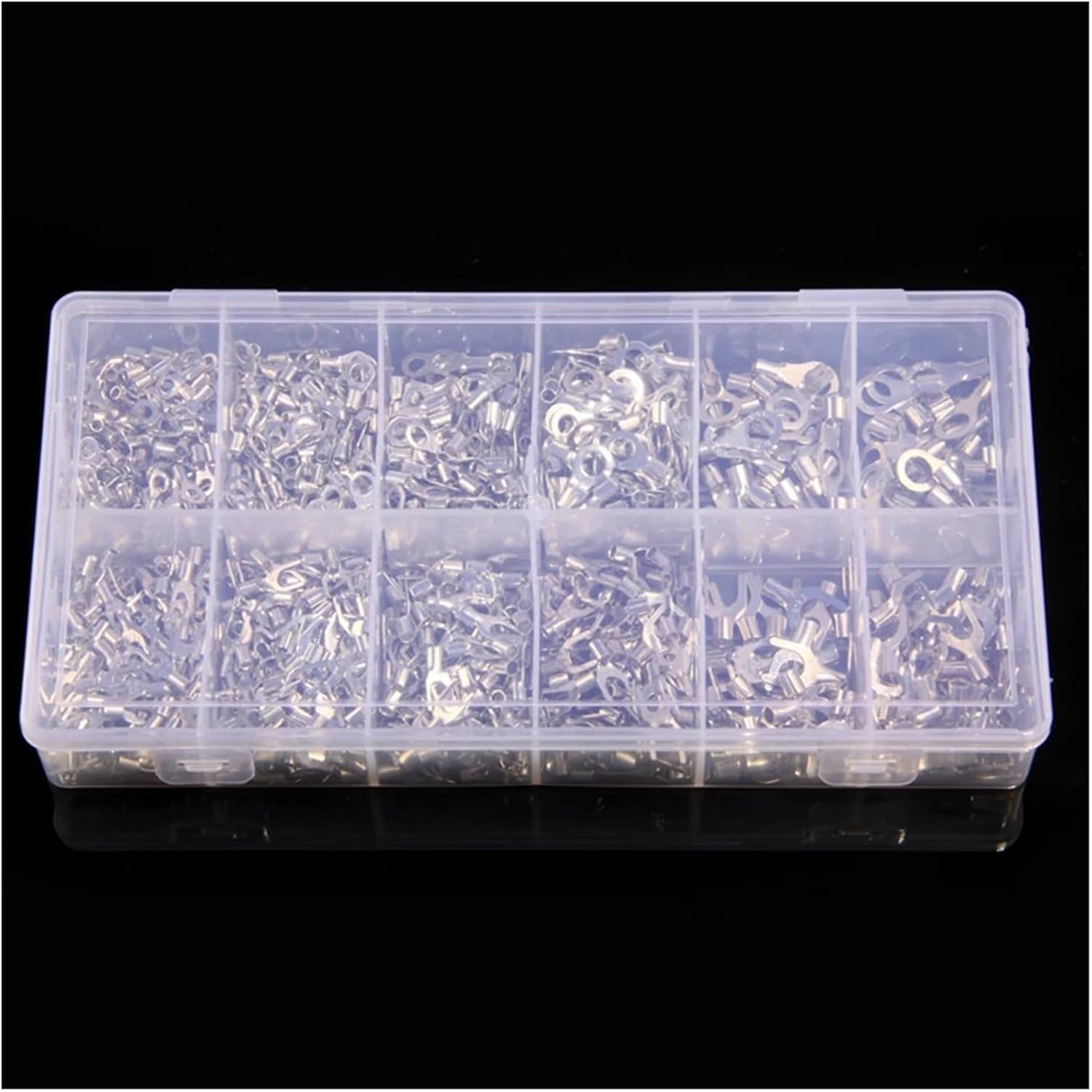 1110Pcs/Set 10 in 1 Assorted Non-Insulated Ring Fork U-Type Brass Terminals Assortment Kit Wire Connector Crimp Spade Terminals