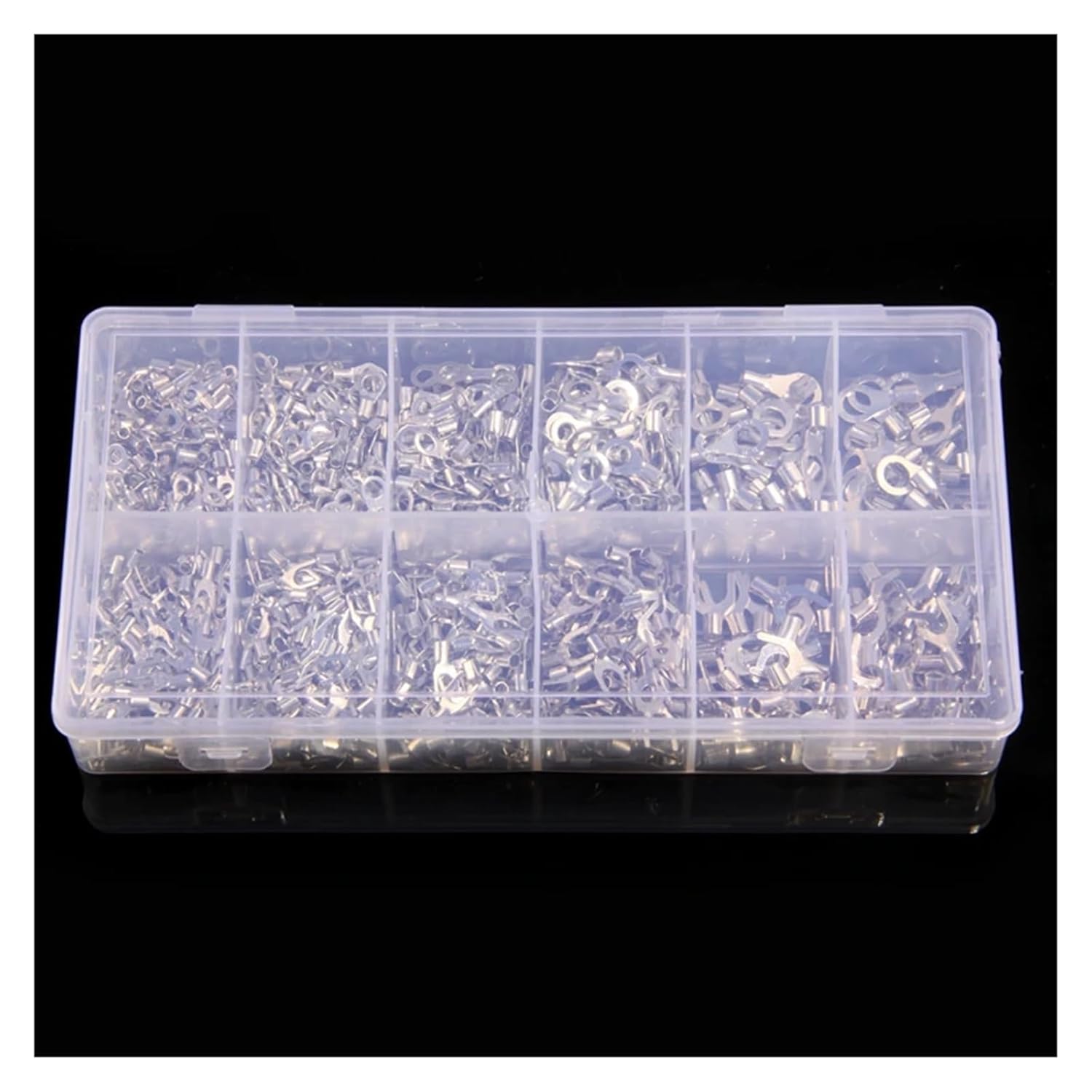 1110Pcs/Set 10 in 1 Assorted Non-Insulated Ring Fork U-Type Brass Terminals Assortment Kit Wire Connector Crimp Spade Terminals VUQLDHAYZ