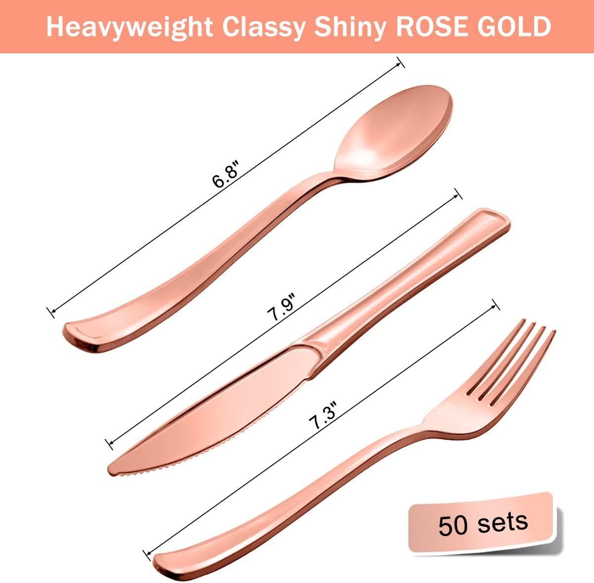 HOMIX 350 Pcs Rose Gold Plates and Napkins Party Supplies, Serves 50 Disposable Paper Plates, Napkins, Cups, Silverwares for Rose Gold Bachelorette Party Decorations