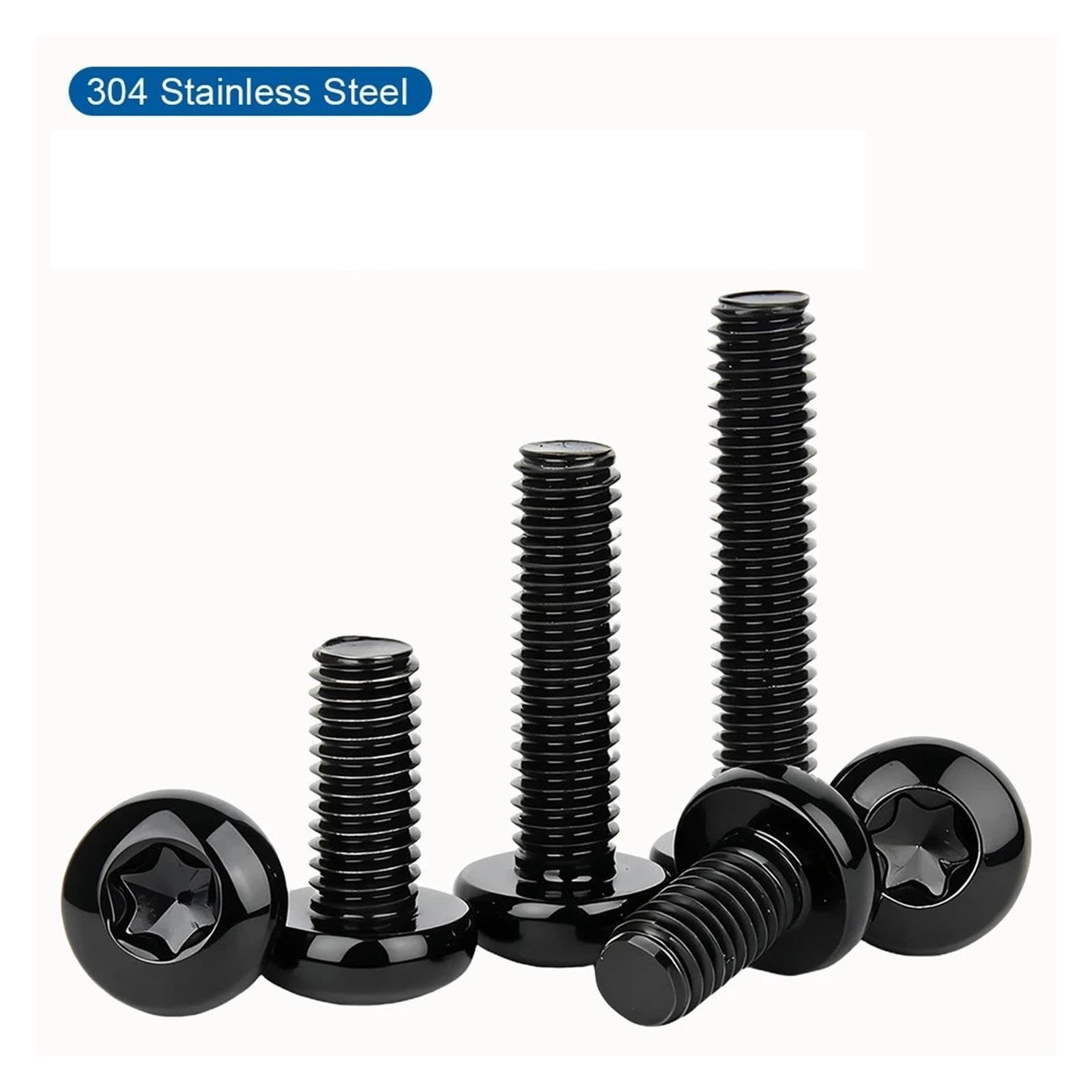 Czarne śruby maszynowe łeb kulisty Torx Inox 304 M1.4-M6