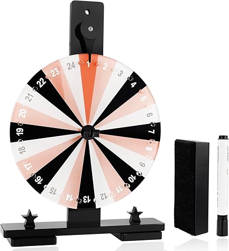 Rueda giratoria de acrílico con soporte, rueda de premios de 11.7 pulgadas con 24 ranuras, rueda de premio giratoria editable de borrado en seco