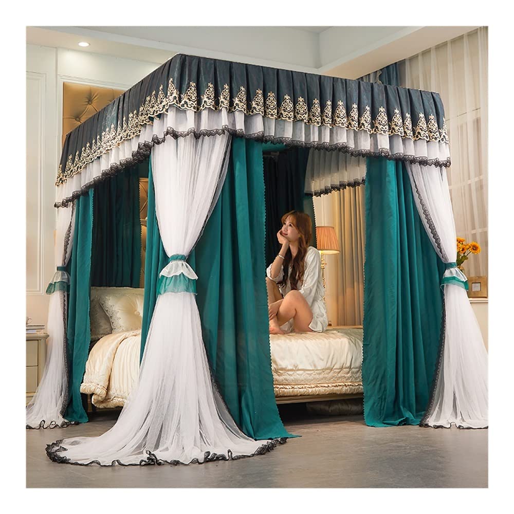 EGwvdgmb Bed Canopy Curtain, Bed Canopy Mosquito ion, Blackout Curtains, Easy Install, Multiple Sizes(Dark green,1.8x2.2x2m)