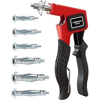 Mounting Set Cavity Fixing Cavity Dowel Set with Mounting Pliers and 34 Metal Dowels Screws in 3 Sizes Perfect with Hollow Walls Plasterboard Wood Chip/Plywood Panels Red