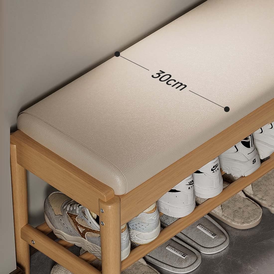 2-poziomowy stojak na buty z kushem TopEntryway Sto Bench nizer do salonu, przedpokoju i sypialni 45 cm - obuwie Sto Solut
