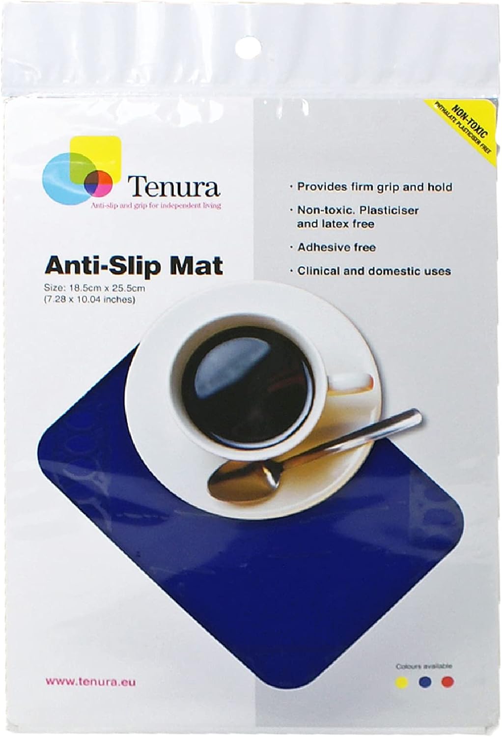 SP Ableware 753732502 Tenura 100 Percent Silicone Non-Slip Table Mat, 10" Length x 7" Width, Blue