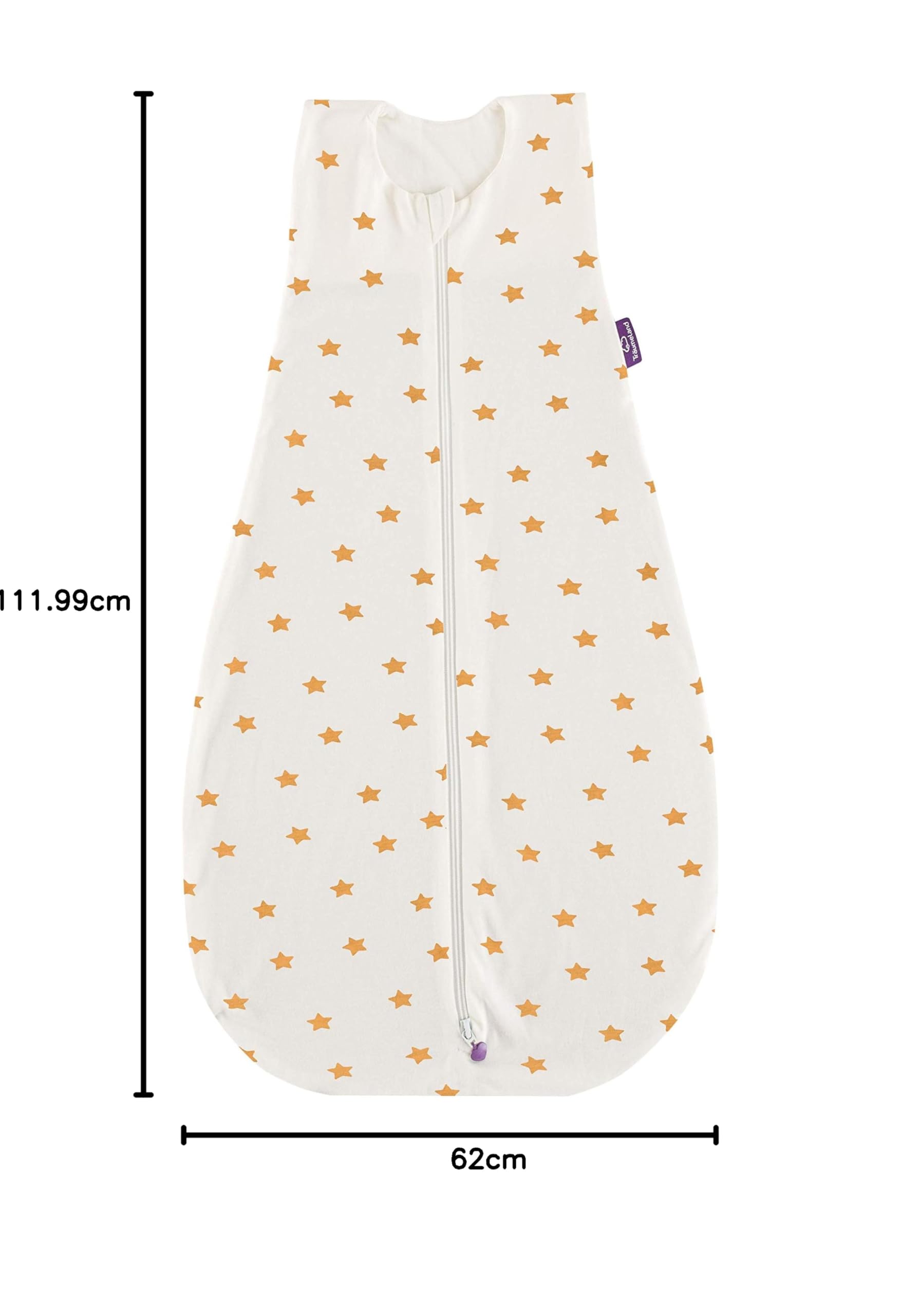 Träumeland S0300507 - Sacco a pelo estivo LIEBMICH Tencel, dimensioni 110 cm, design 'Bianco con stelle gialle': senza sbiancanti ottici, multicolore, 250 g