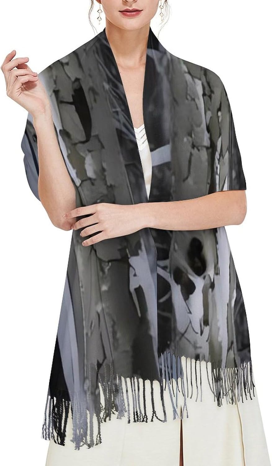 Scarf for Women Men Cold Tree Camouflage Tassel Scarf Fringed Shawls And Wraps Long Scarves for Fall Winter