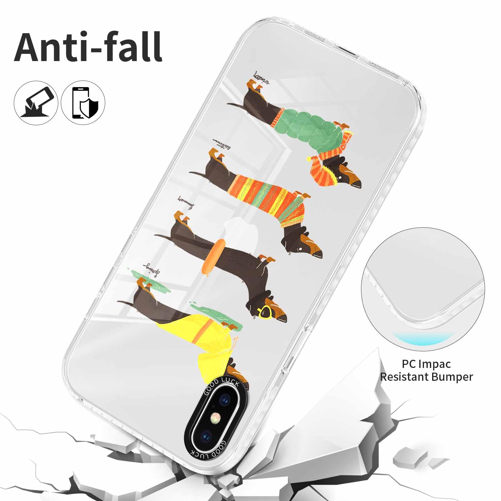 Xylota 2 Piezas Funda para iPhone X/iPhone XS 5,8", Transparente Carcasa con Lindo Dibujos Perro Mujer Niñas Case, Ultra Delgado Silicona Suave TPU Bumper Antichoque Protección Cover para iPhone X — view 5
