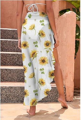 Treer Wrap De Plage De Femmes Sarong Paréo De Plage Cache Maillot Sarong Couverture De Bikini Jupes Wrap Pour Maillot De Bain En Mousseline Écharpe Pareo Femme Robe Plage -145x110cm,Abricot