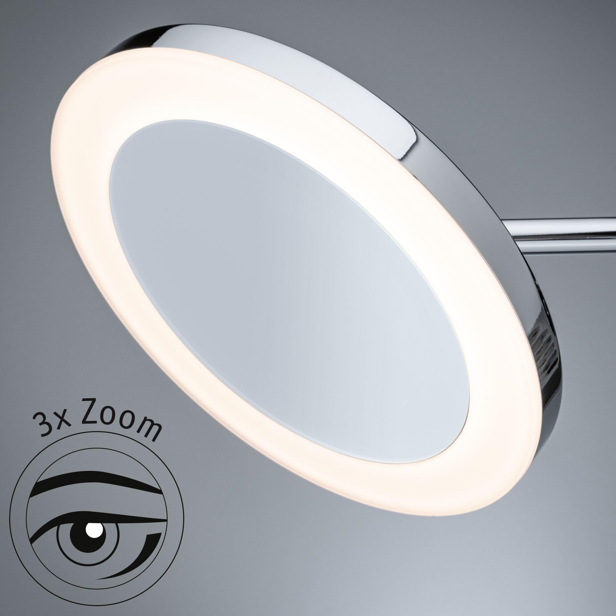 Paulmann Masua 71148 - Espejo cosmético LED (IP44, 55 LM, 230 V, 4 W, 3 aumentos), Color Blanco