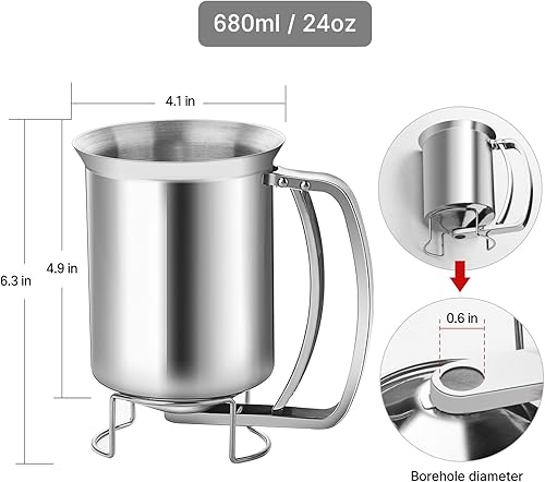 Miniatura 3 de choxila Dispensador de masa de panqueques de acero inoxidable, perfecto para panqueques, cupcakes, magdalenas y gofres (27.1 fl oz)