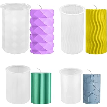 Pack of 4 Candles Silicone Moulds Casting Moulds Candle Moulds for Casting Silicone Candle Moulds 3D DIY Silicone Moulds Candle Moulds for Craft Ornaments DIY Candle Decorations