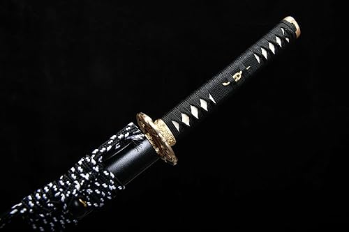 Miniatura 9 de HERO SWORD Espada samurái hecha a mano de 41 pulgadas, arcilla templada, diente de lobo real Hamon Advance, espada samurái, doble dragón, katana,