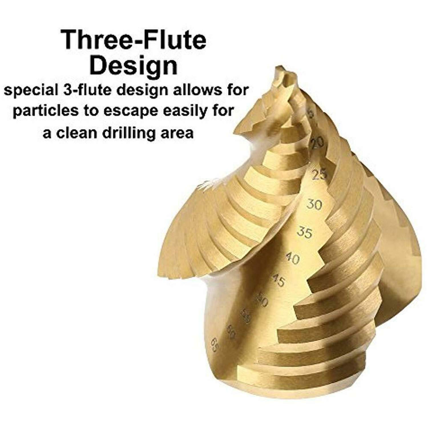 LESOLEIL Punta Trapano Gradino Spirale HSS, Fresa Conica in Titanio Cobalto da Ø6-65 mm per Metallo, Legn, Plastica, Ferro(NON per Acciaio Inossidabile), Oro
