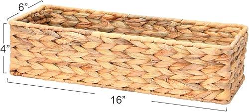 Miniatura 2 de Household Essentials Cesta de almacenamiento rectangular de jacinto de agua, natural