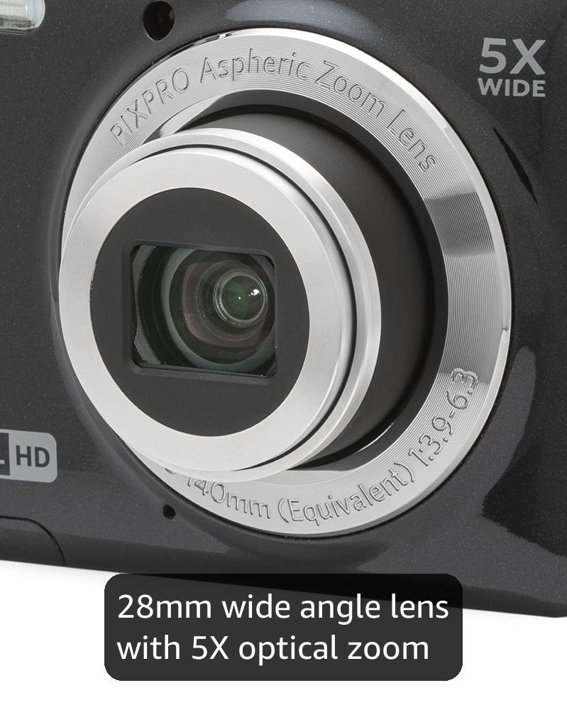 Kodak PIXPRO Friendly Zoom FZ55-BK 16MP Digital Camera with 5X Optical Zoom 28mm Wide Angle and 2.7" LCD Screen (Black)