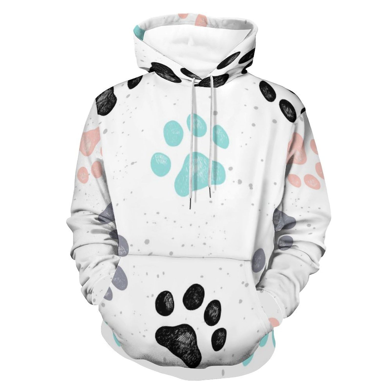 BHTGTRFDTD Sweatshirts Dog Paw Prints Men's Hoody Hoodies Pullover Pockets