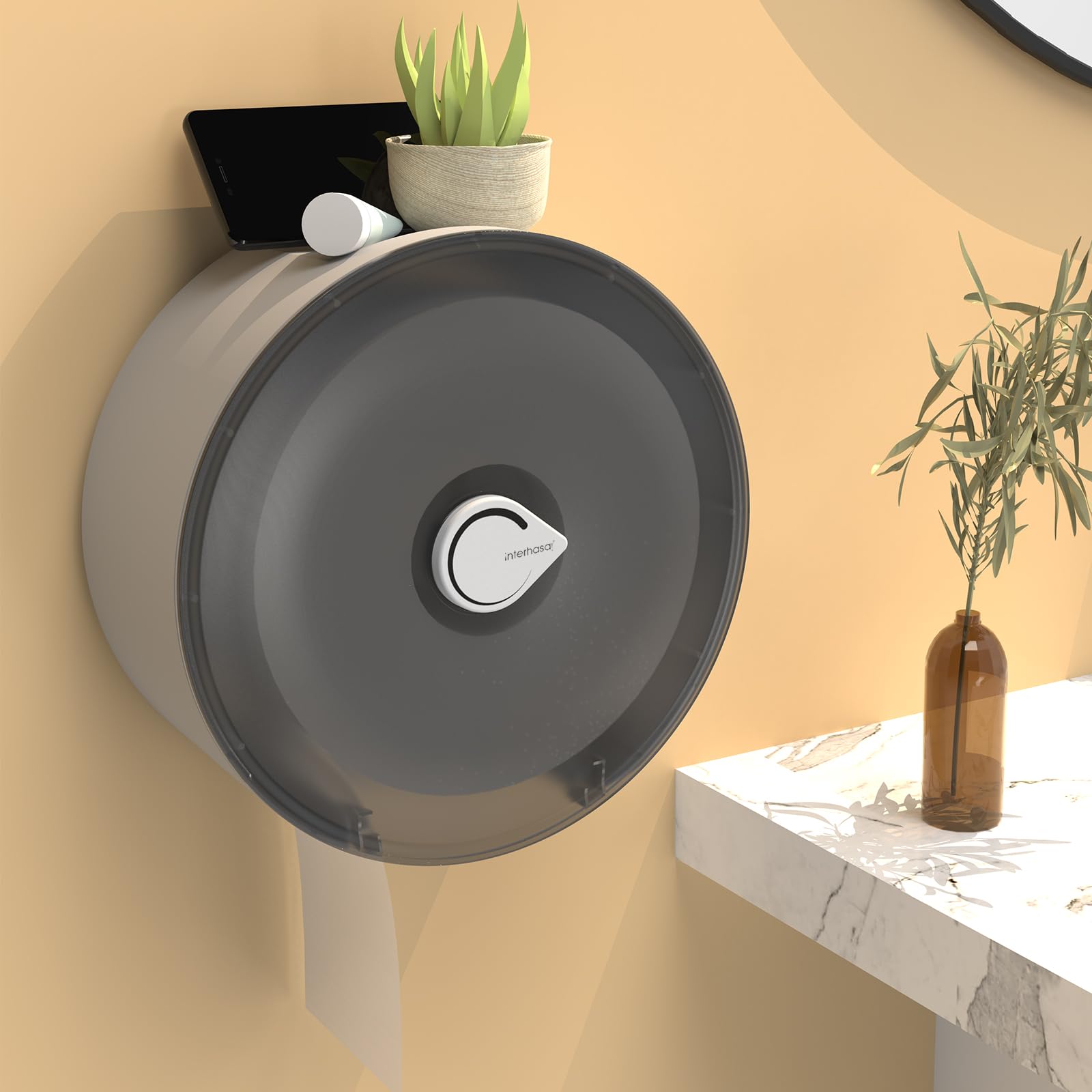 interhasa! Jumbo Roll Toilet Paper Dispenser Wall Mount Waterproof Tissue Dispensers Toilet Paper Holder for Bathroom Washroom Hospital Mall School Home Hotel, Anti-Dust ABS Plastic Black Key Lock (B0CYC6R7PG) Amazon Price History, Amazon Price Tracker