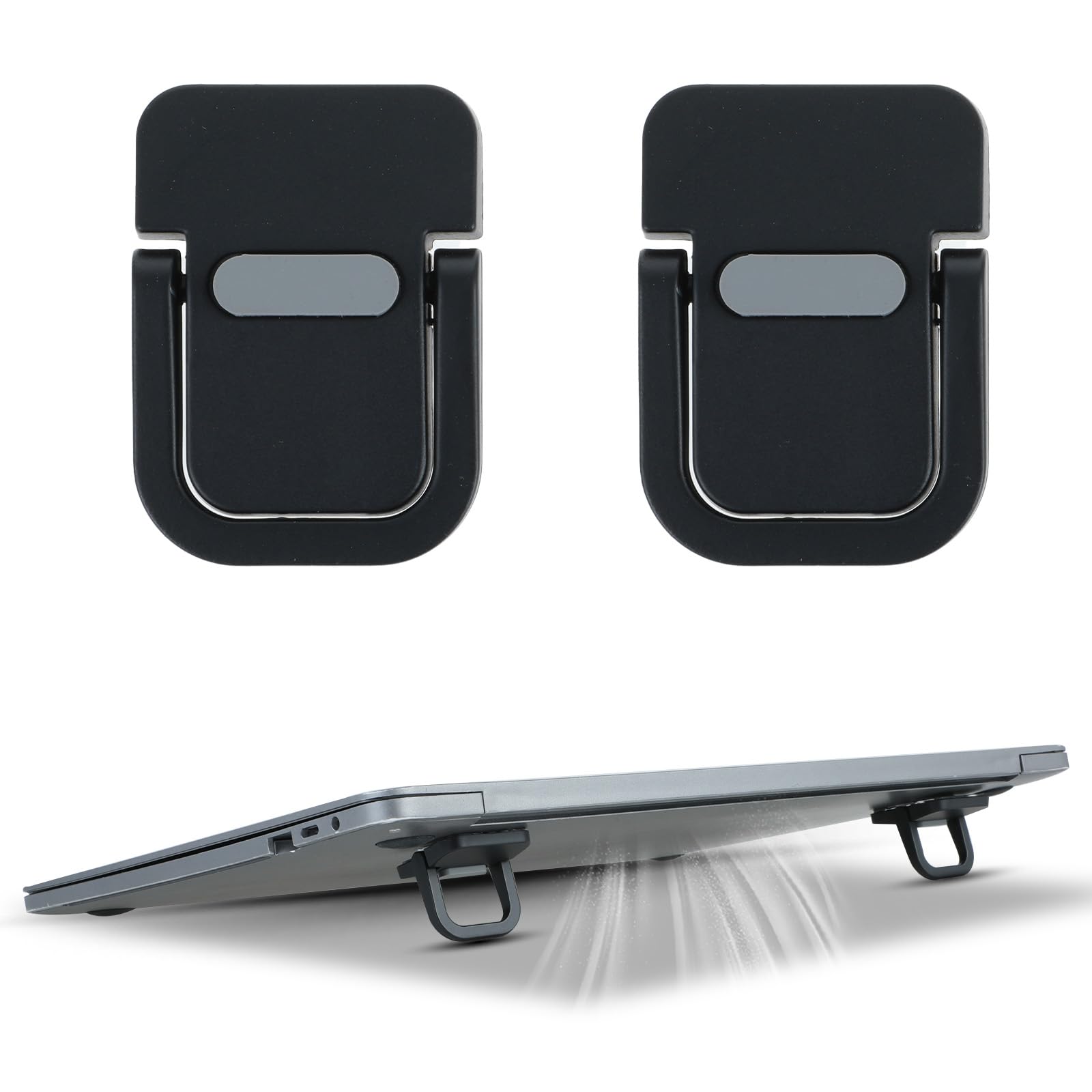 2PCS Keyboard Stands, Portable Laptop Stand, Self-Adhesive Mini Laptop Stand, Invisible Computer Keyboard Stand for Desk, Laptop Stand for MacBook, Dell, HP and Other 10-18 Inches Laptop, Black