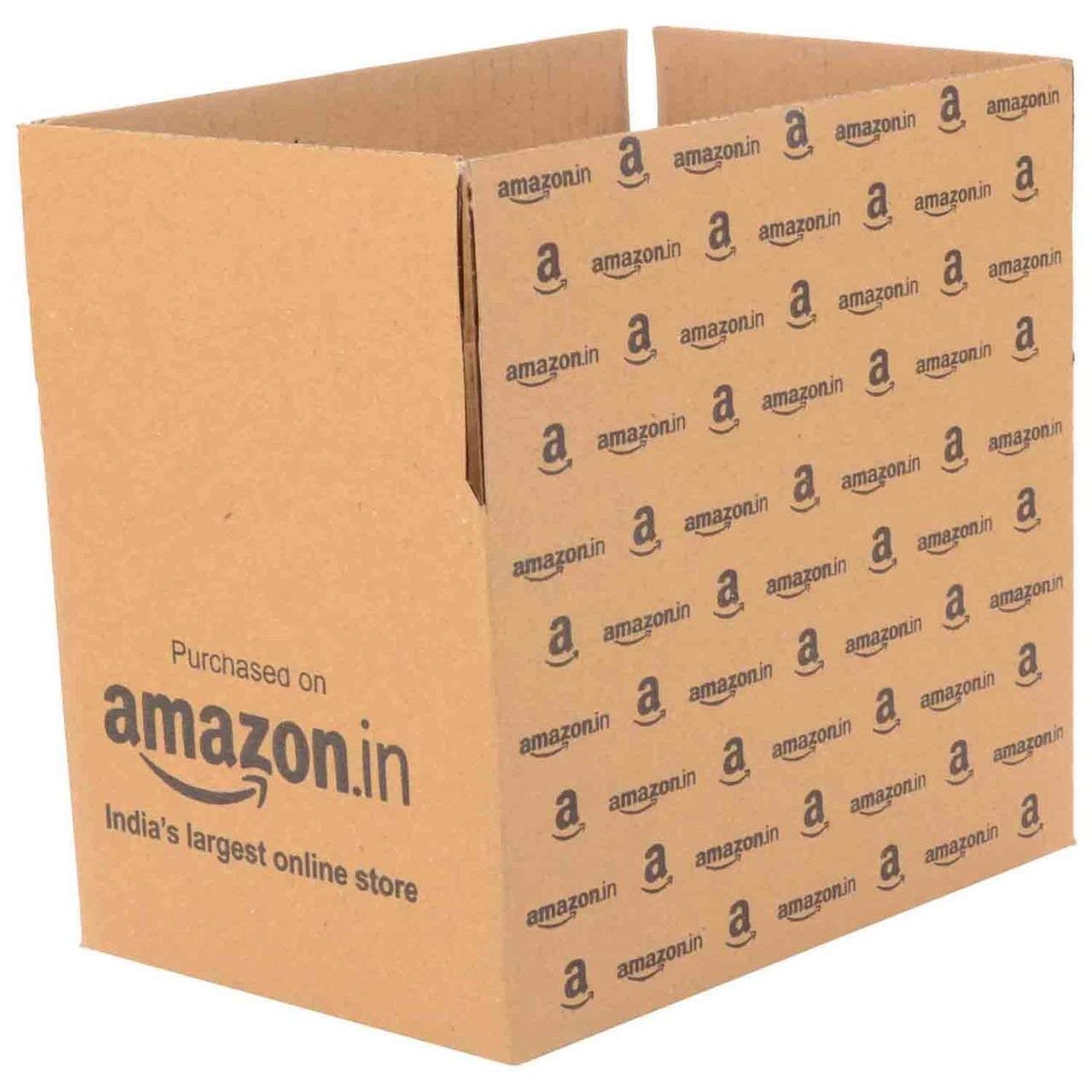 YNK 3ply Packaging, Shipping, Corrugated Brown Box with Amazon Print 7.5X4.5X3.5 | Pieces - (25)