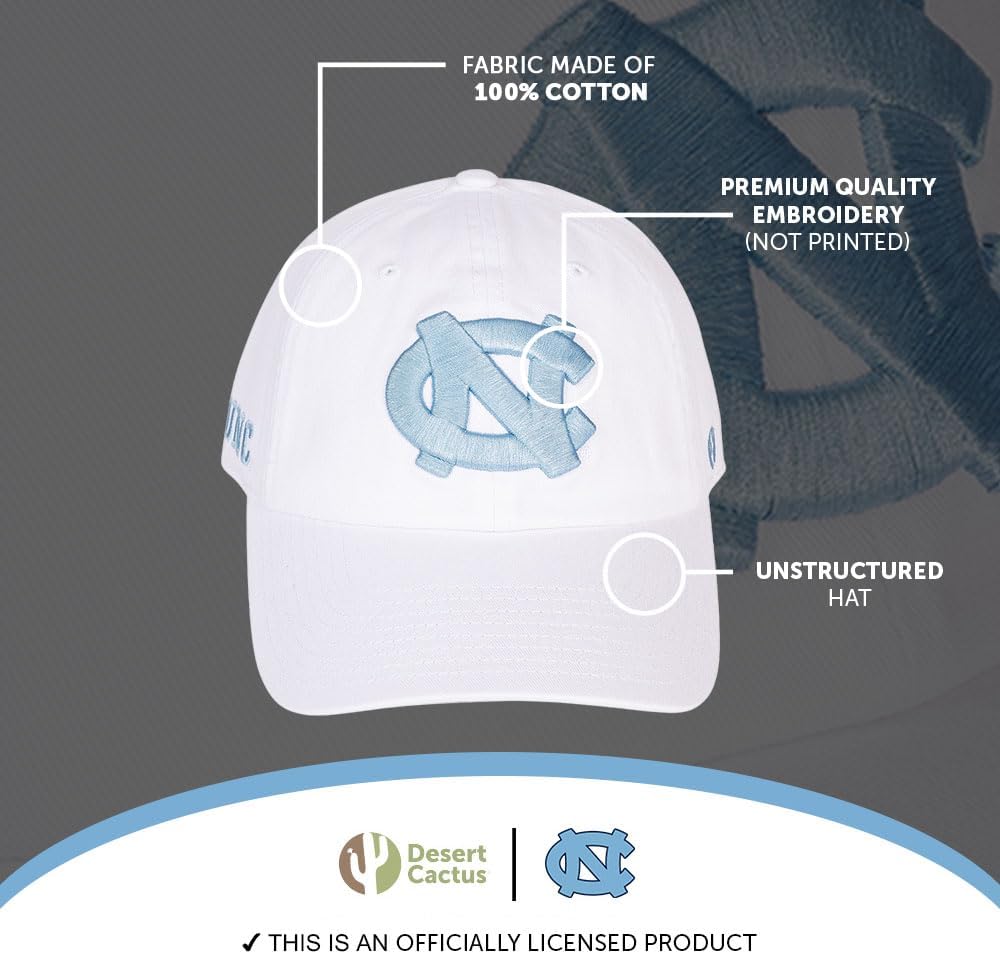 Desert Cactus University of North Carolina Baseball Hat UNC Chapel Hill Tar Heels Brimmed Embroidered Hats Adult (Style ABC)