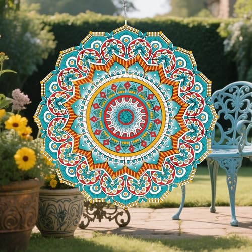 Mandala Gifts for Mom, Moms Wind Spinners, Mother's Day Best Gift for Mom, Mother Birthday Gift from Daughter Son, Love Reminder Gifts for Mother's Day, Garden Decor Gifts for Outside, Patio, 12in