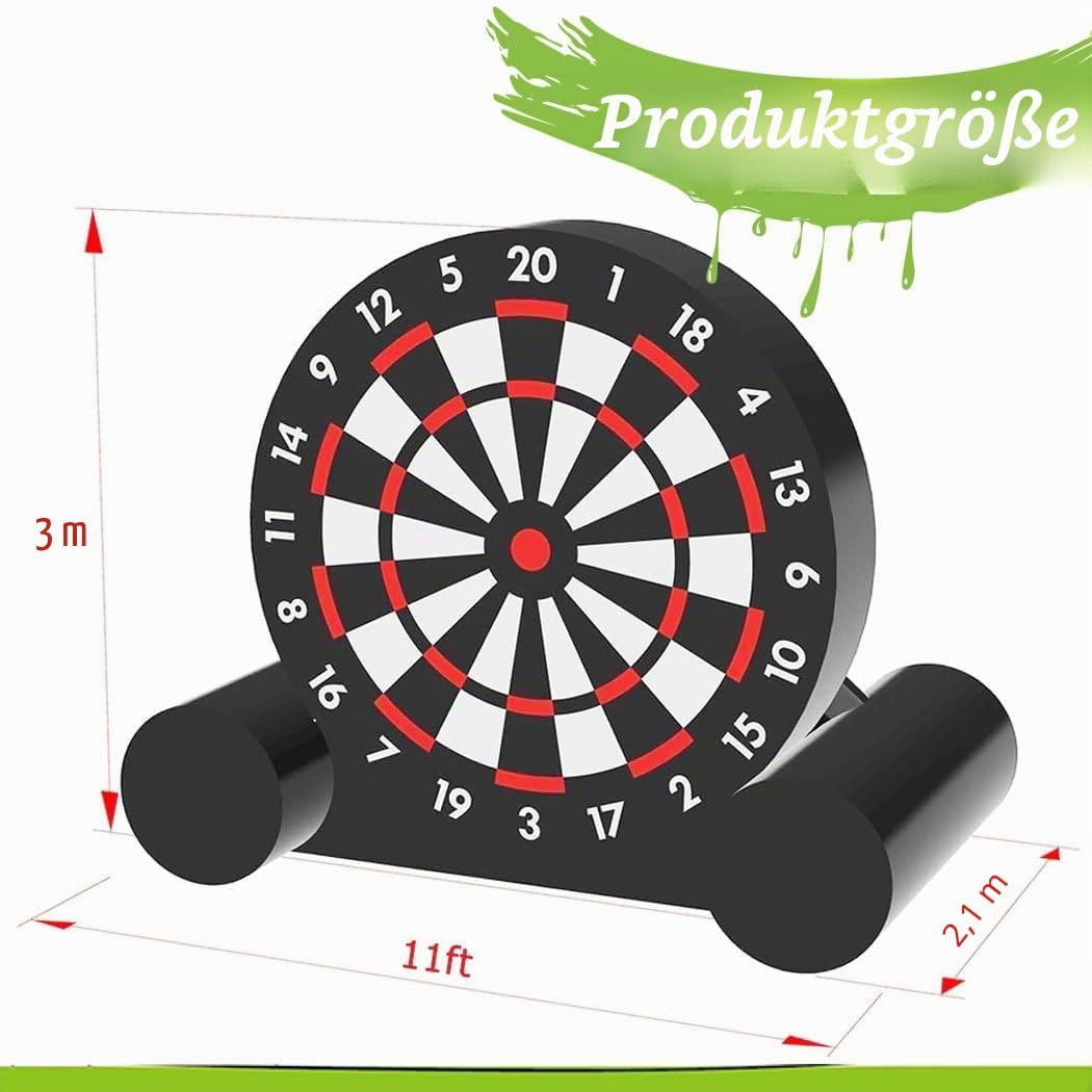 Riesige aufblasbare Fußball-Dartscheibe für den Außenbereich, mit 8 Fußballbällen und 350-W-Gebläse und Stützrahmen für Kick-Dartscheibe, Sportspiel (3 m hoch, schwarz)